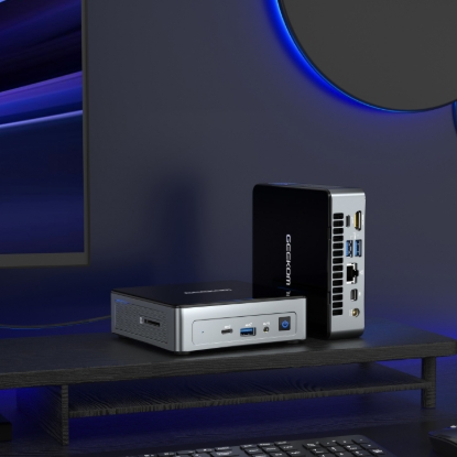 Mini PC Geekom Air12 ultra delgado en color plata.
